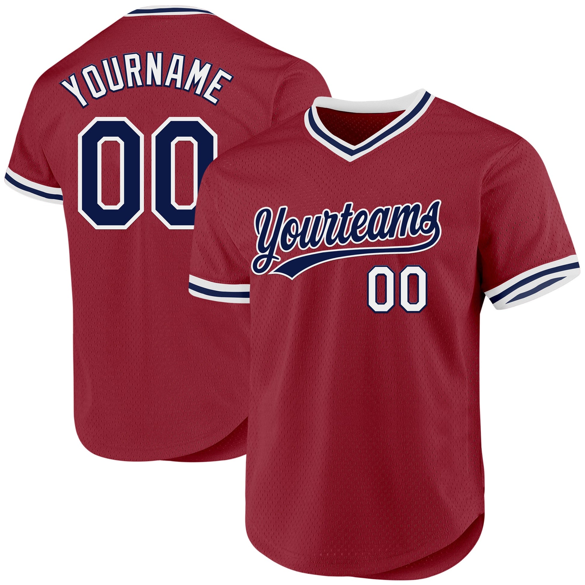Custom Maroon Navy-White Authentic Throwback Baseball Jersey - Sky-Custom