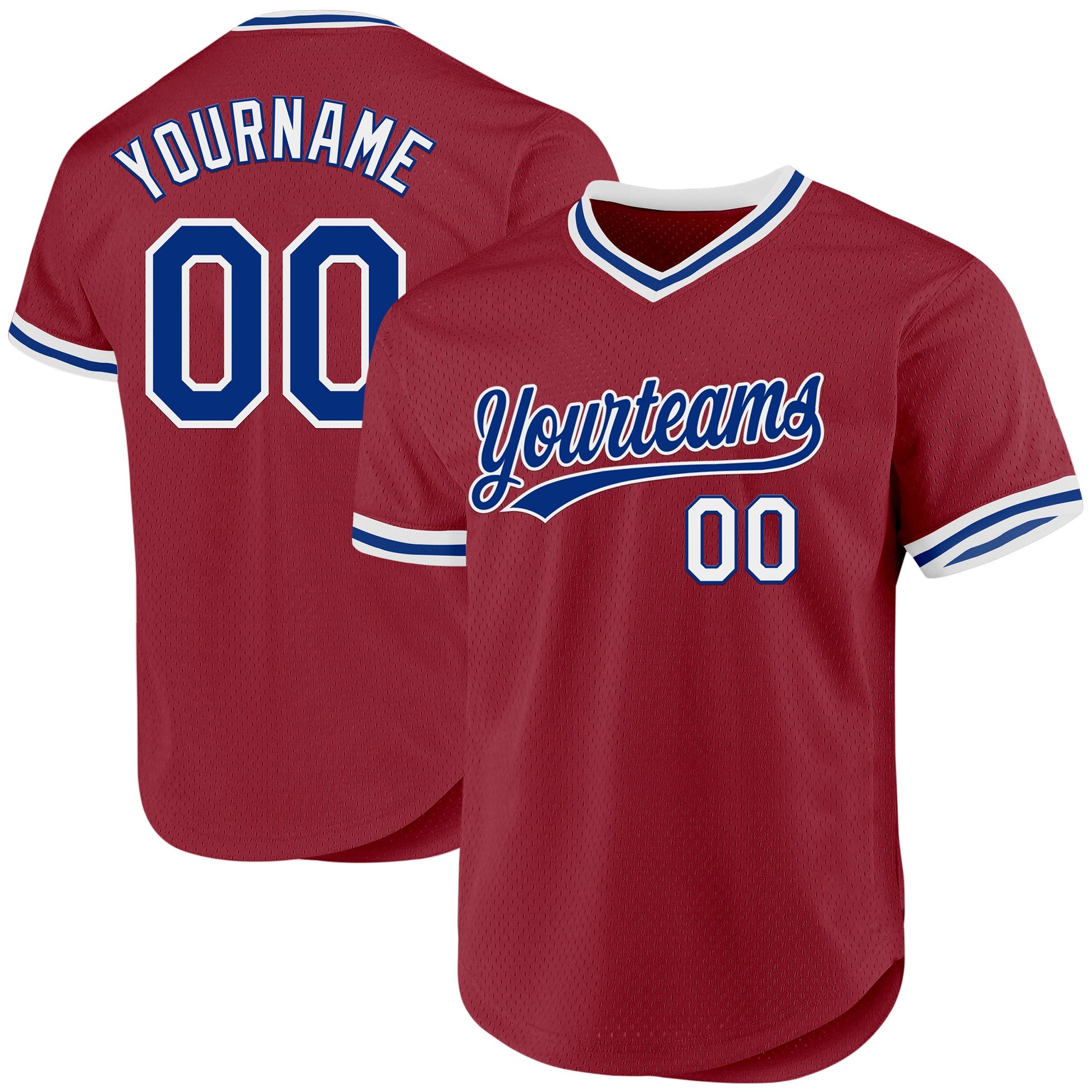 Custom Maroon Royal-White Authentic Throwback Baseball Jersey - Sky-Custom