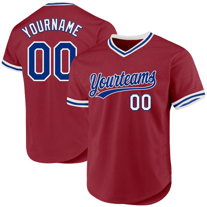 Custom Maroon Royal-White Authentic Throwback Baseball Jersey - Sky-Custom