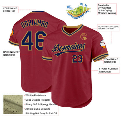 Custom Maroon Navy-Old Gold Authentic Throwback Baseball Jersey - Sky-Custom