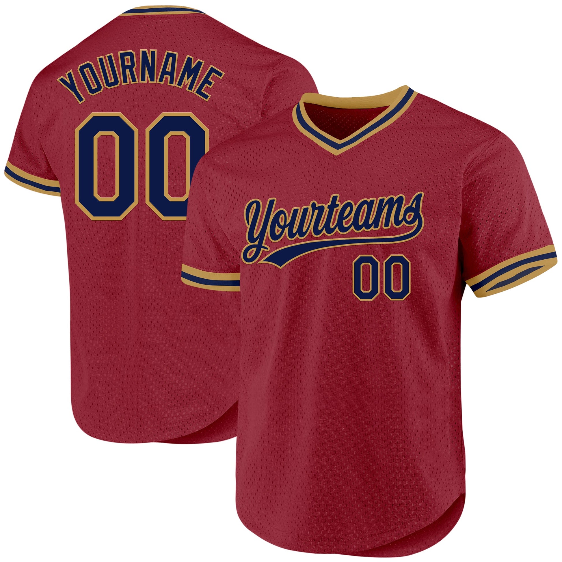 Custom Maroon Navy-Old Gold Authentic Throwback Baseball Jersey - Sky-Custom