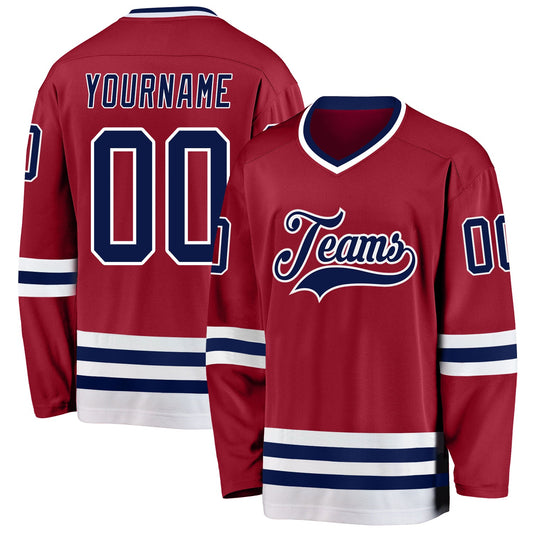 Custom Maroon Navy-White Hockey Jersey - Sky-Custom