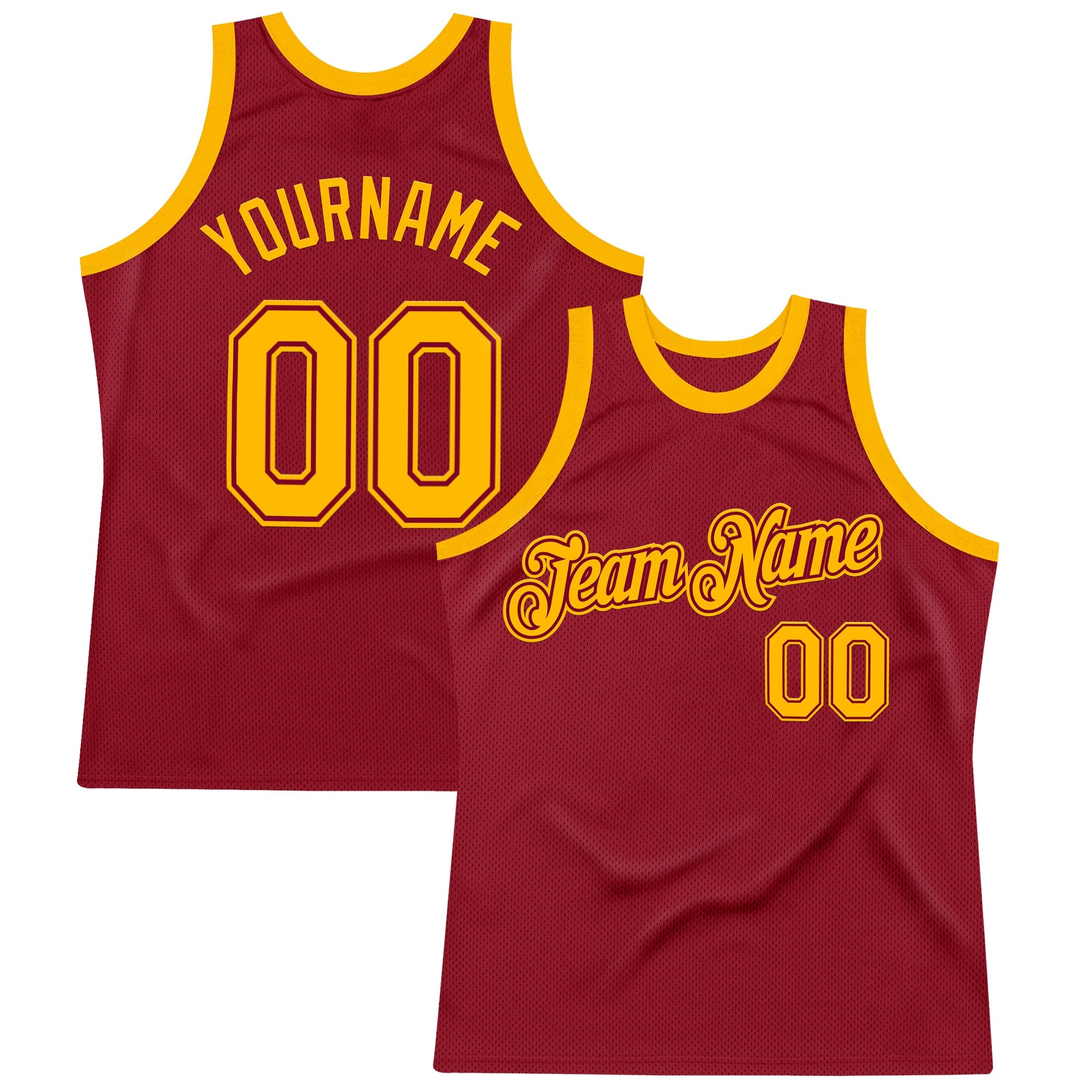 Custom Maroon Gold Authentic Throwback Basketball Jersey - Sky-Custom