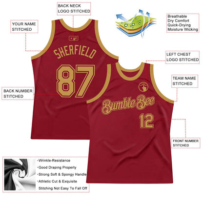 Custom Maroon Old Gold Authentic Throwback Basketball Jersey - Sky-Custom