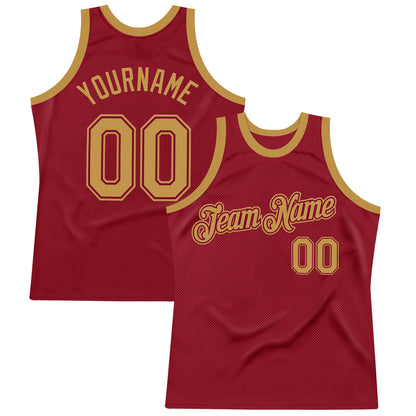 Custom Maroon Old Gold Authentic Throwback Basketball Jersey - Sky-Custom