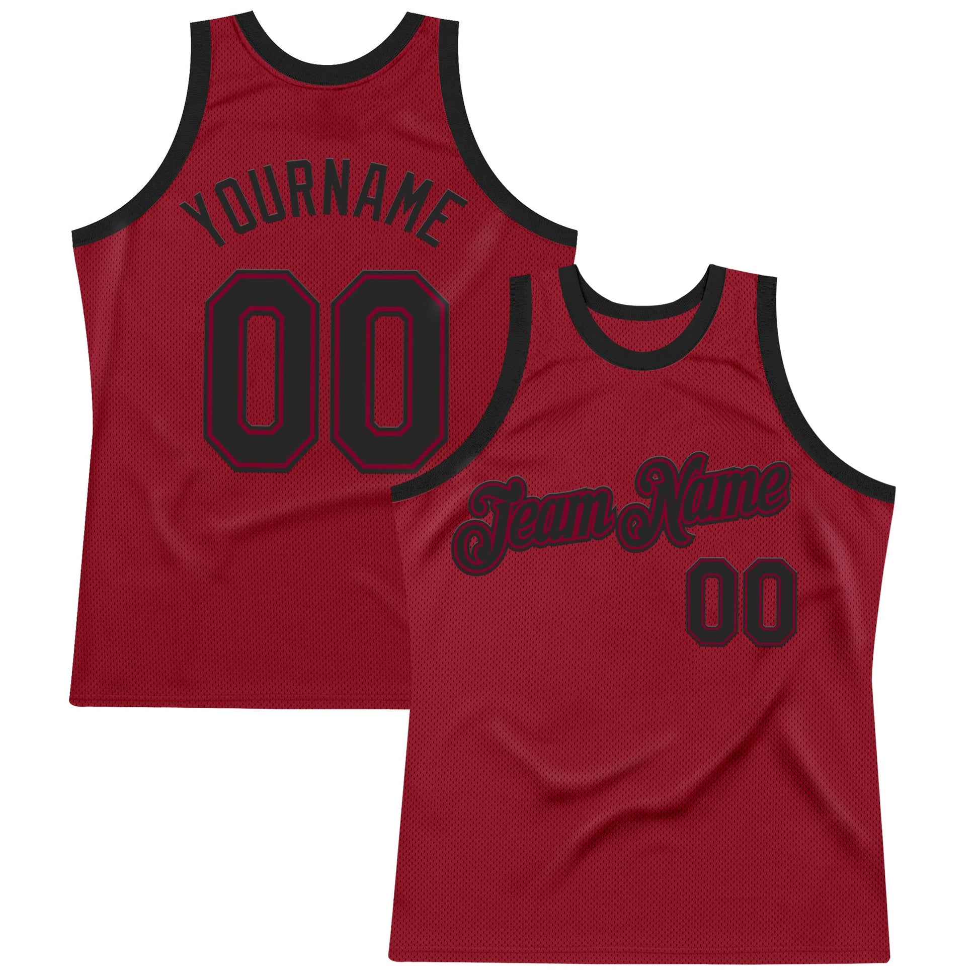 Custom Maroon Black Authentic Throwback Basketball Jersey - Sky-Custom