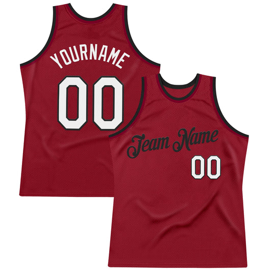 Custom Maroon White-Black Authentic Throwback Basketball Jersey - Sky-Custom
