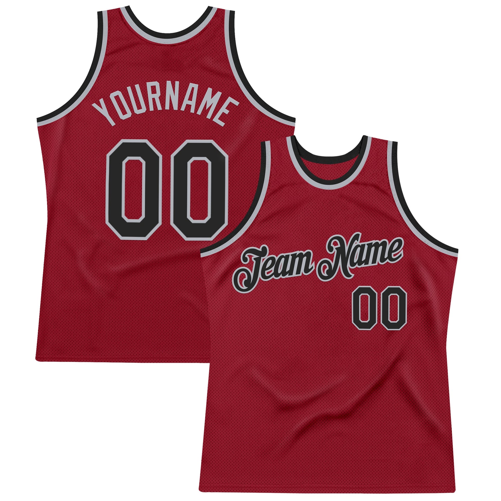 Custom Maroon Black-Gray Authentic Throwback Basketball Jersey - Sky-Custom