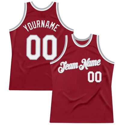Custom Maroon White-Gray Authentic Throwback Basketball Jersey - Sky-Custom