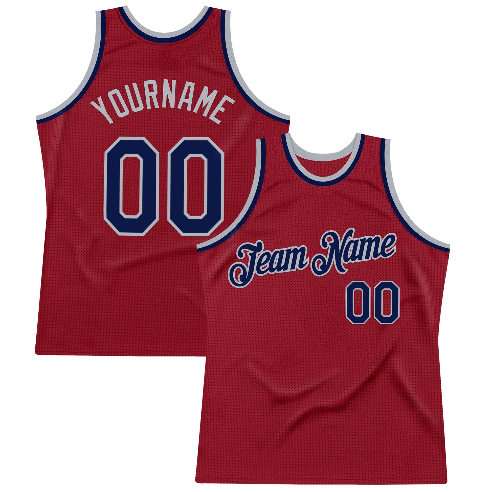 Custom Maroon Navy-Gray Authentic Throwback Basketball Jersey - Sky-Custom