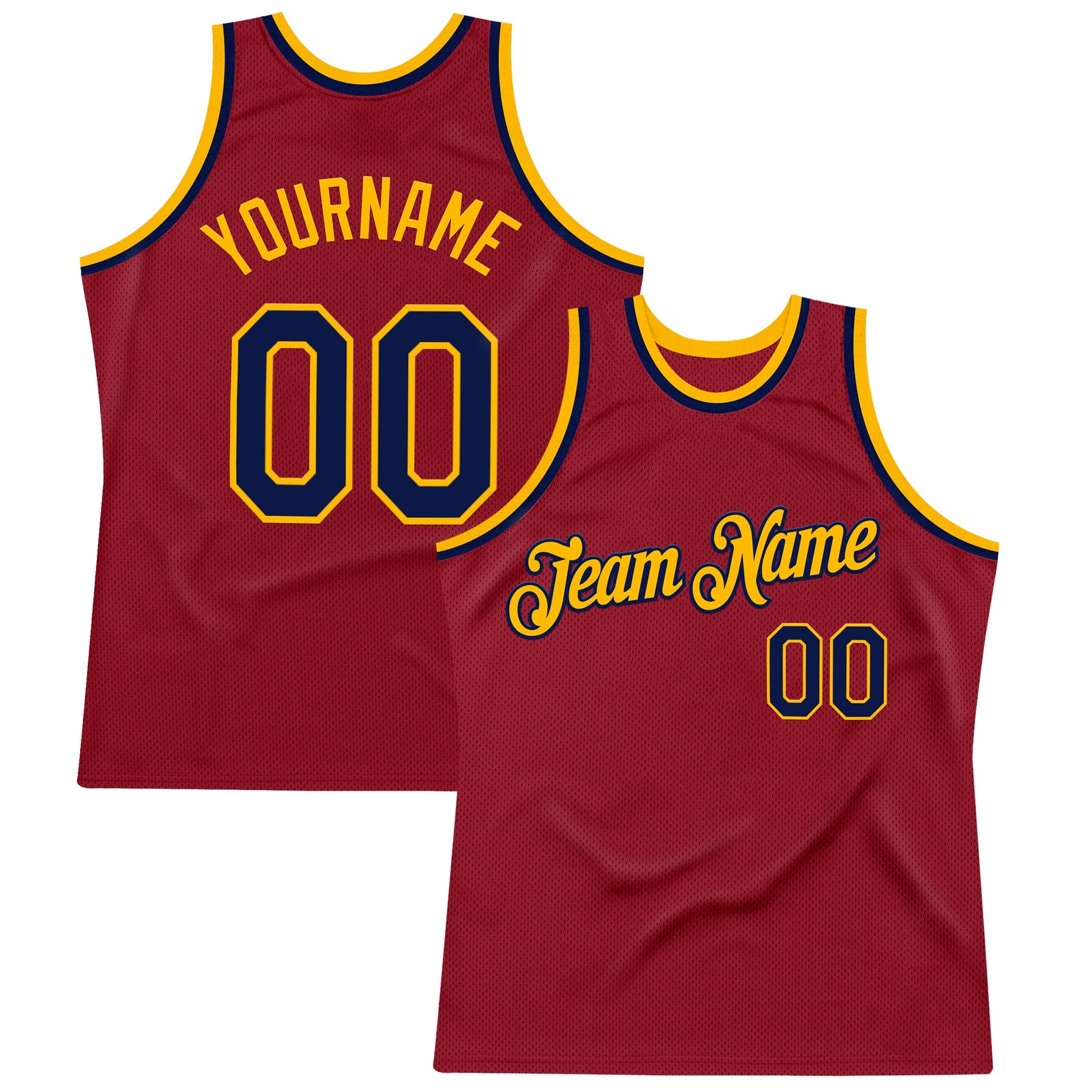 Custom Maroon Navy-Gold Authentic Throwback Basketball Jersey - Sky-Custom