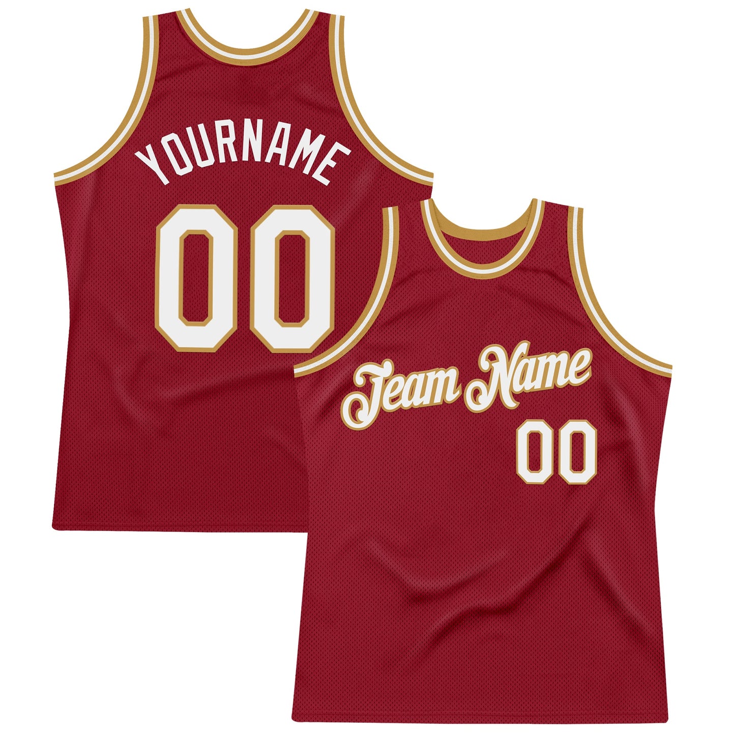 Custom Maroon White-Old Gold Authentic Throwback Basketball Jersey - Sky-Custom