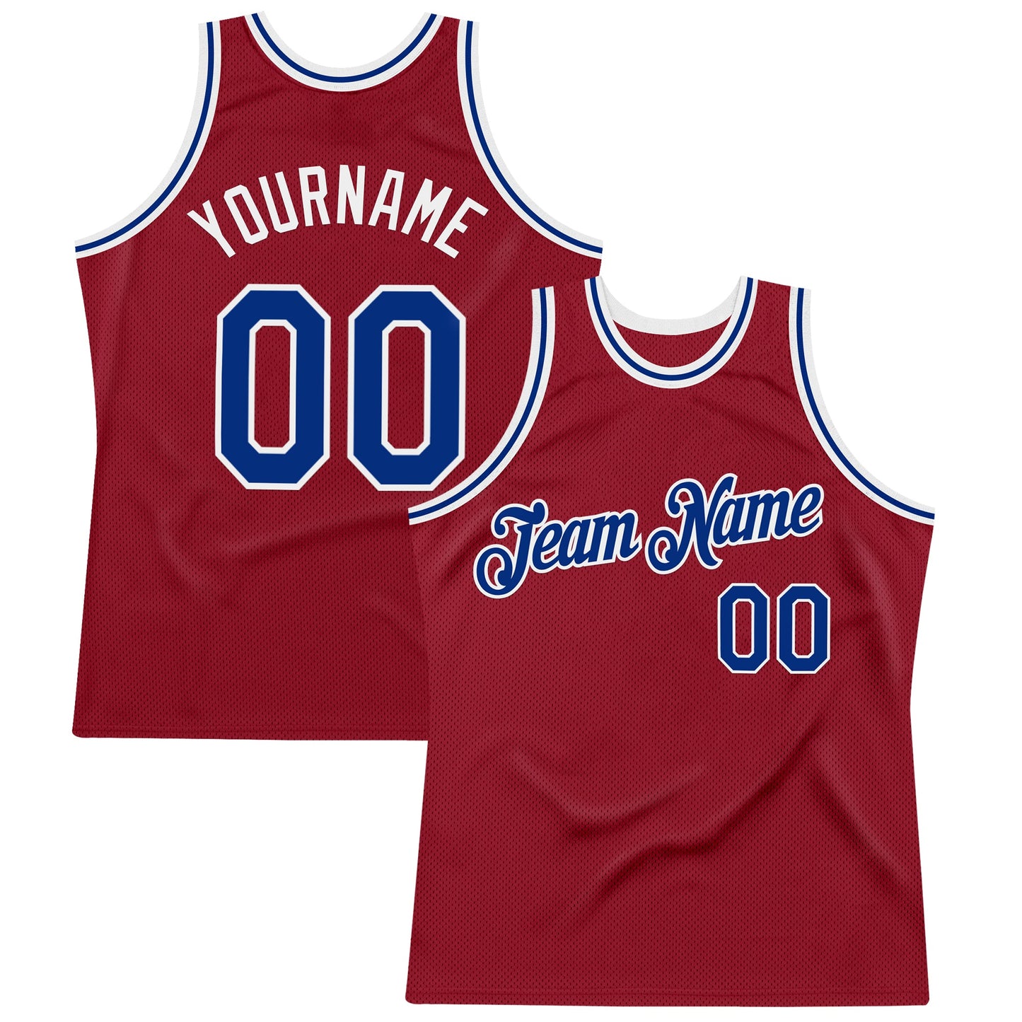 Custom Maroon Royal-White Authentic Throwback Basketball Jersey - Sky-Custom