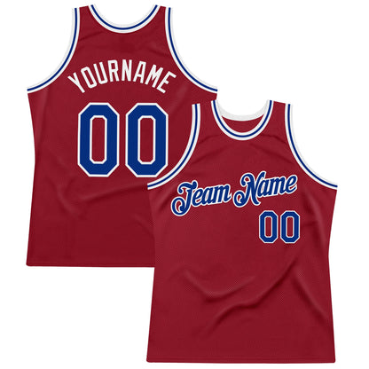 Custom Maroon Royal-White Authentic Throwback Basketball Jersey - Sky-Custom