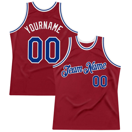 Custom Maroon Royal-White Authentic Throwback Basketball Jersey - Sky-Custom