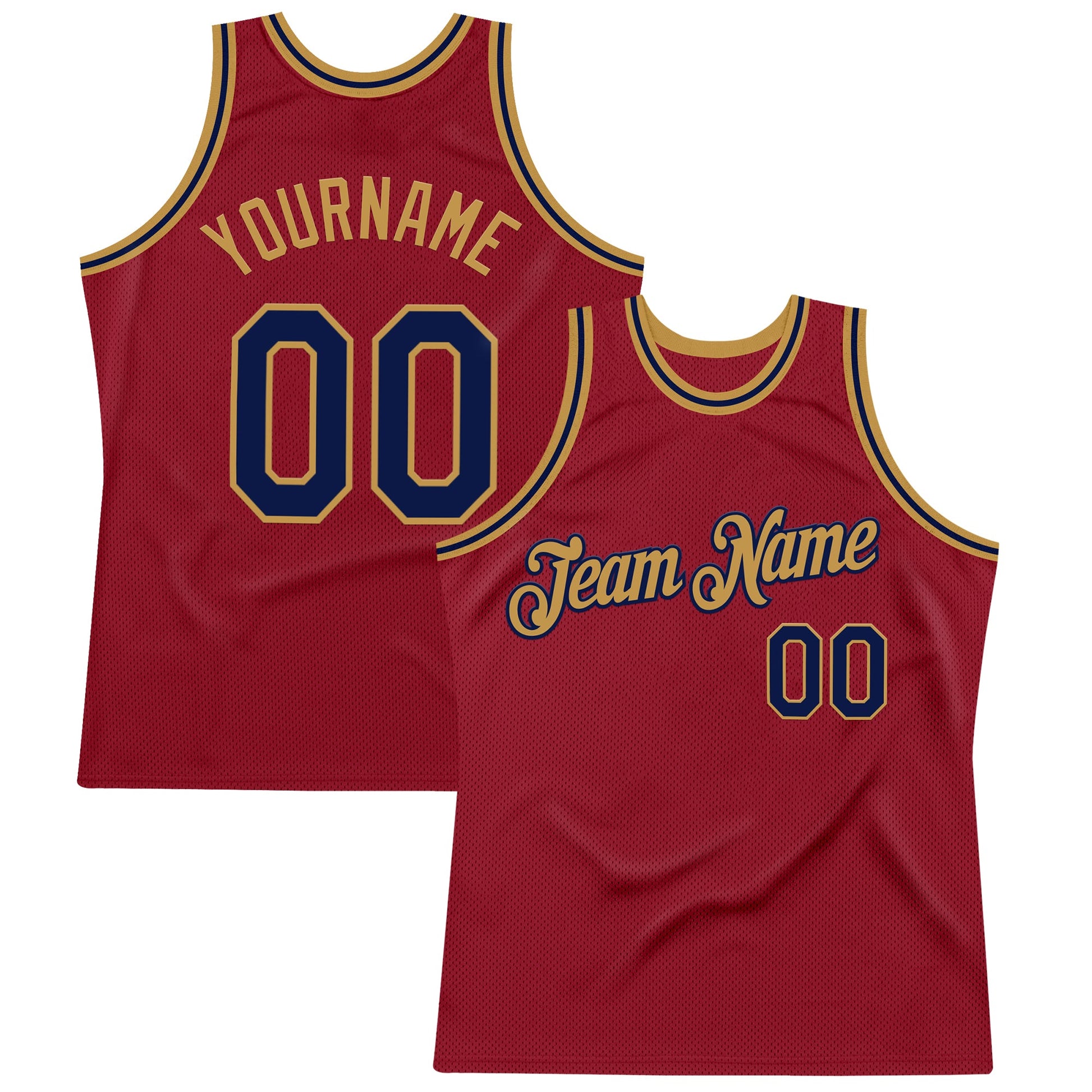 Custom Maroon Navy-Old Gold Authentic Throwback Basketball Jersey - Sky-Custom