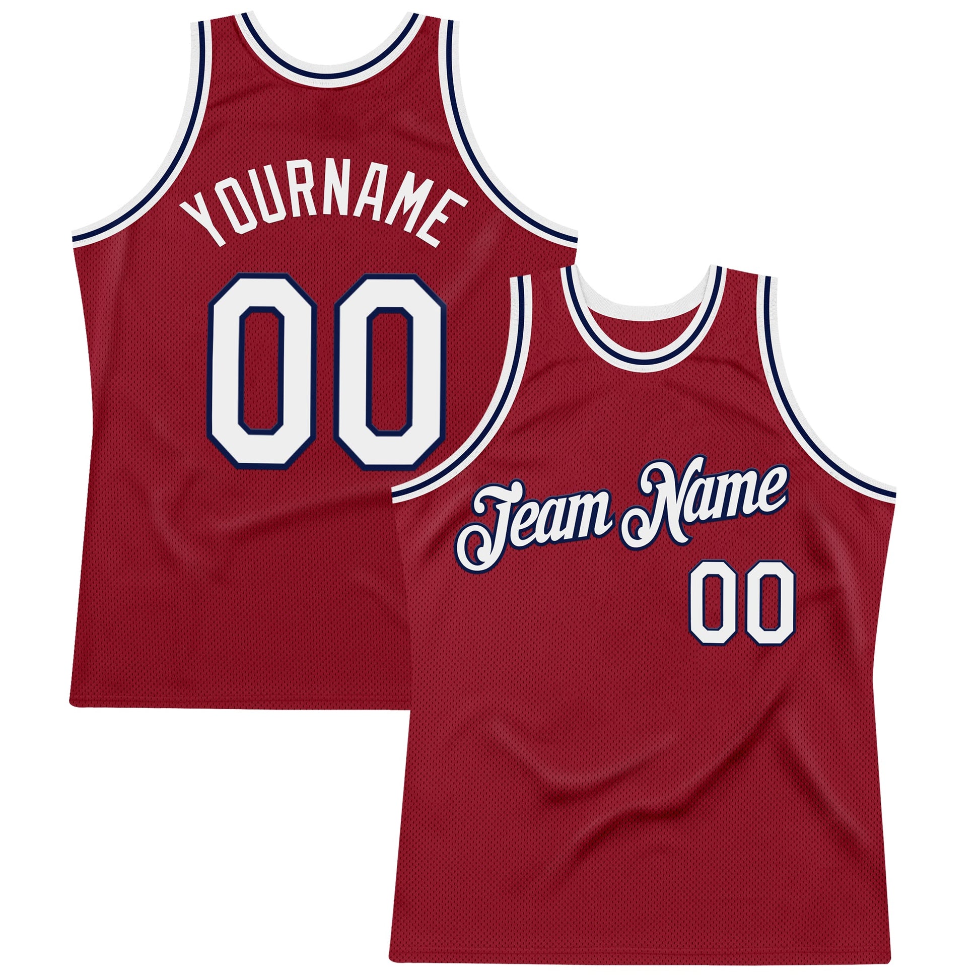 Custom Maroon White-Navy Authentic Throwback Basketball Jersey - Sky-Custom