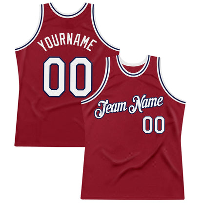 Custom Maroon White-Navy Authentic Throwback Basketball Jersey - Sky-Custom