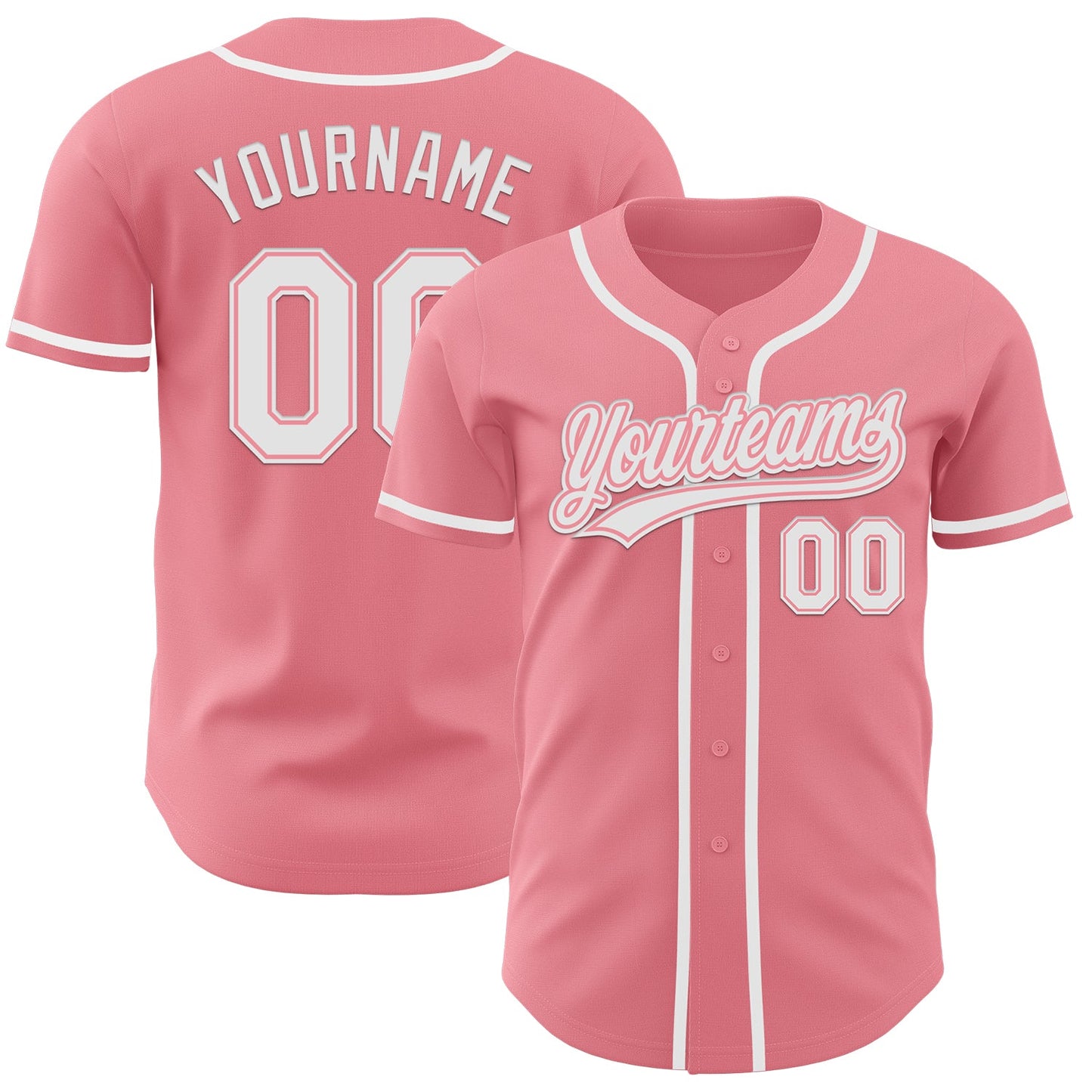 Custom Medium Pink White Authentic Baseball Jersey - Sky-Custom