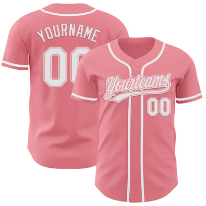 Custom Medium Pink White Authentic Baseball Jersey - Sky-Custom