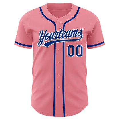 Custom Medium Pink Royal-White Authentic Baseball Jersey - Sky-Custom