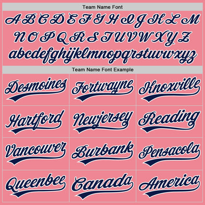 Custom Medium Pink Navy-White Authentic Baseball Jersey - Sky-Custom