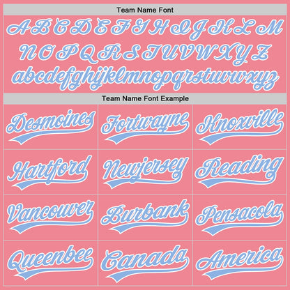 Custom Medium Pink Light Blue-White Authentic Baseball Jersey - Sky-Custom