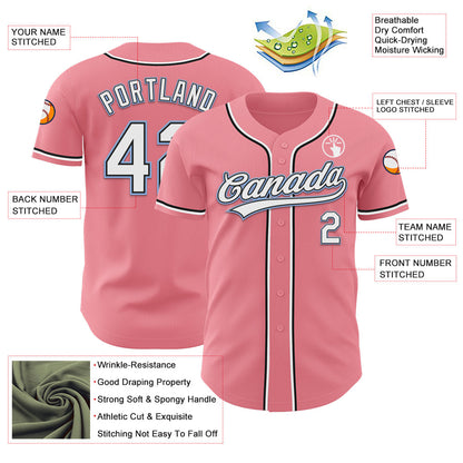 Custom Medium Pink Black-Light Blue Authentic Baseball Jersey - Sky-Custom