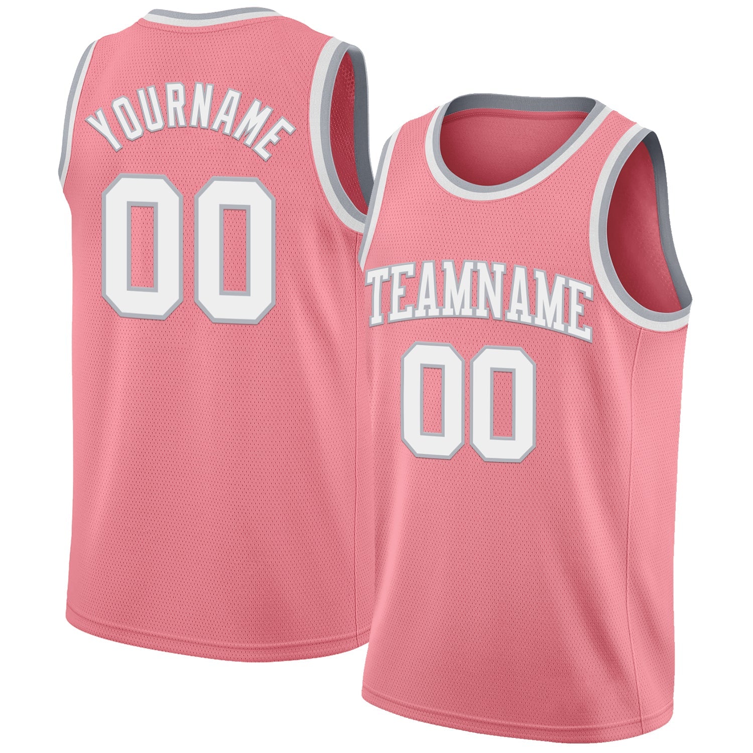 Custom Medium Pink White-Gray Authentic Basketball Jersey - Sky-Custom