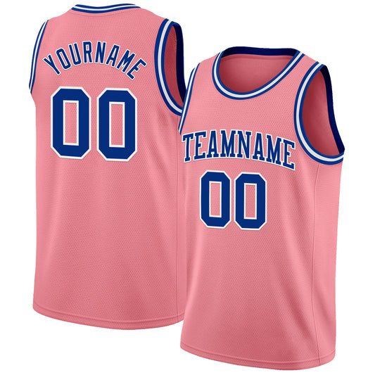 Custom Medium Pink Royal-White Authentic Basketball Jersey - Sky-Custom