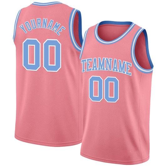 Custom Medium Pink Light Blue-White Authentic Basketball Jersey - Sky-Custom