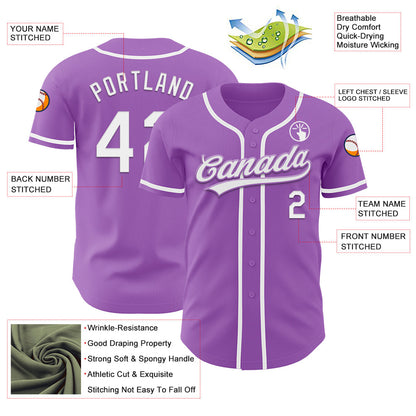 Custom Medium Purple White Authentic Baseball Jersey - Sky-Custom