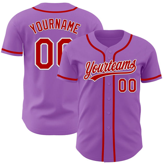Custom Medium Purple Red-White Authentic Baseball Jersey - Sky-Custom