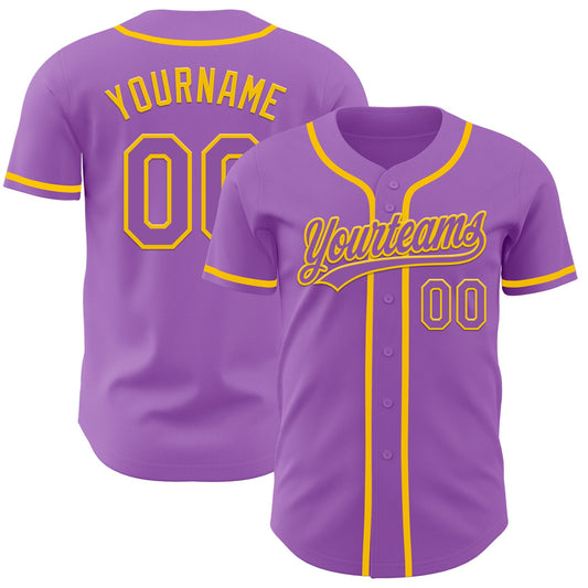 Custom Medium Purple Yellow Authentic Baseball Jersey - Sky-Custom