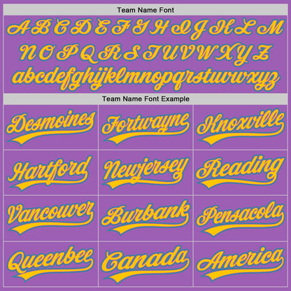 Custom Medium Purple Teal-Yellow Authentic Baseball Jersey - Sky-Custom