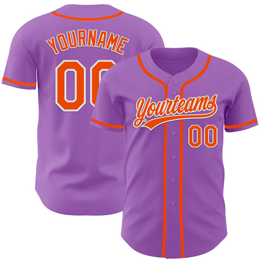 Custom Medium Purple Orange-White Authentic Baseball Jersey - Sky-Custom