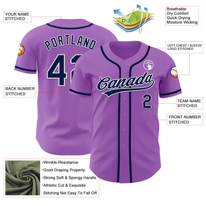 Custom Medium Purple Navy-White Authentic Baseball Jersey - Sky-Custom