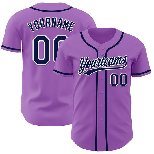Custom Medium Purple Navy-White Authentic Baseball Jersey - Sky-Custom
