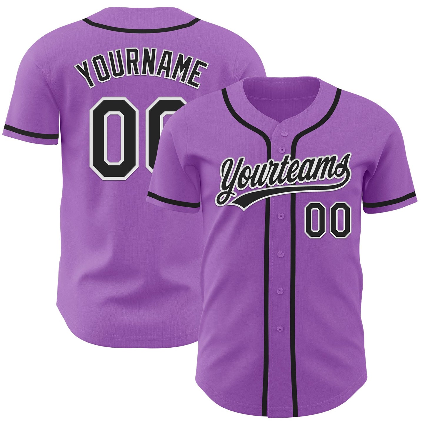 Custom Medium Purple Black-White Authentic Baseball Jersey - Sky-Custom