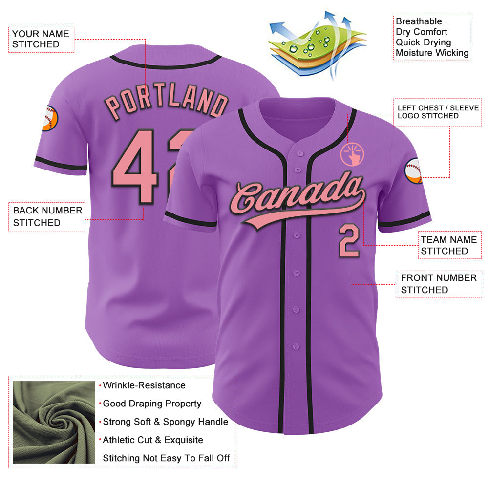 Custom Medium Purple Medium Pink-Black Authentic Baseball Jersey - Sky-Custom
