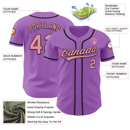 Custom Medium Purple Medium Pink-Black Authentic Baseball Jersey - Sky-Custom