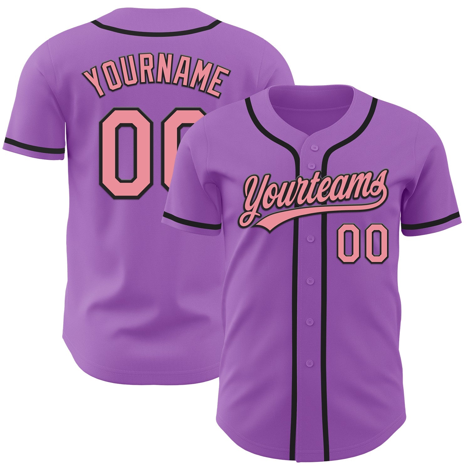 Custom Medium Purple Medium Pink-Black Authentic Baseball Jersey - Sky-Custom