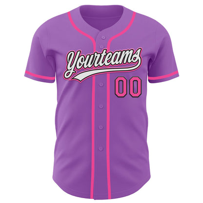 Custom Medium Purple Pink-Black Authentic Baseball Jersey - Sky-Custom