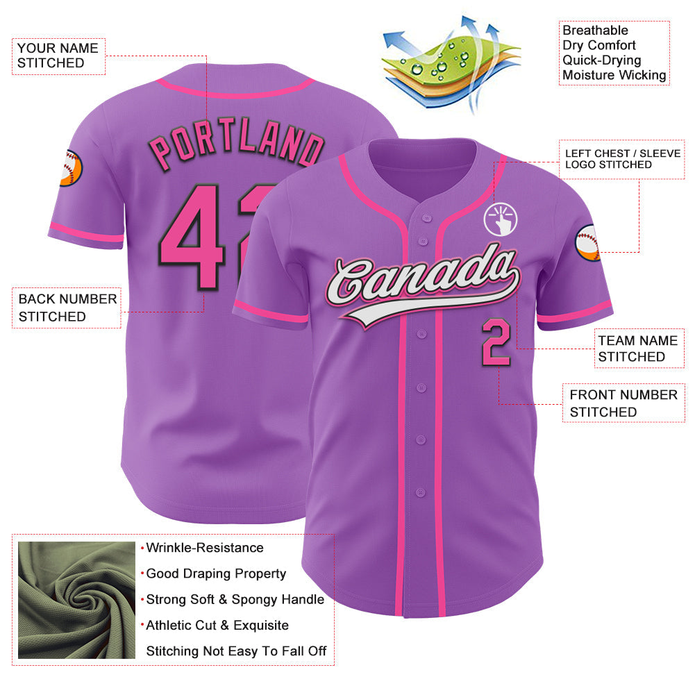 Custom Medium Purple Pink-Black Authentic Baseball Jersey - Sky-Custom