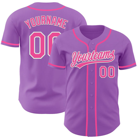 Custom Medium Purple Pink-White Authentic Baseball Jersey - Sky-Custom