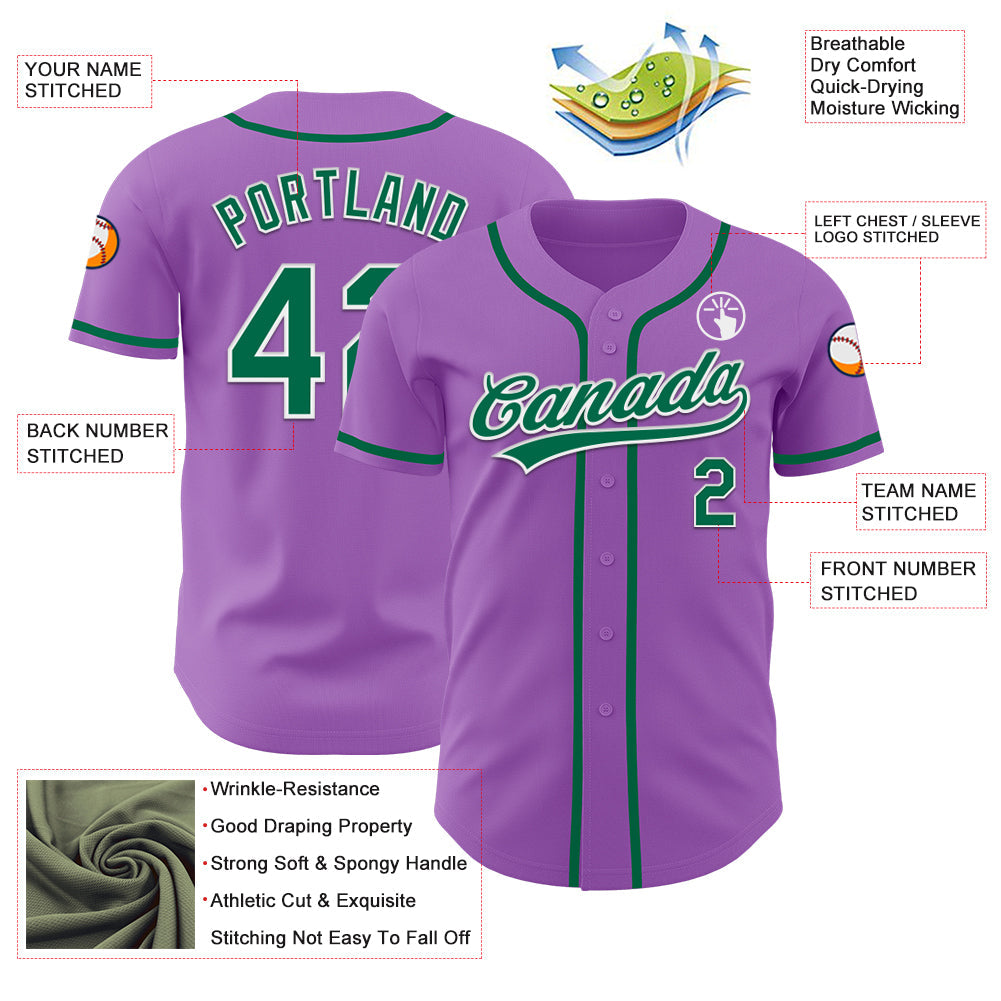 Custom Medium Purple Kelly Green-White Authentic Baseball Jersey - Sky-Custom