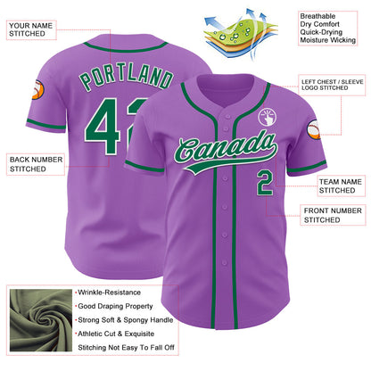 Custom Medium Purple Kelly Green-White Authentic Baseball Jersey - Sky-Custom