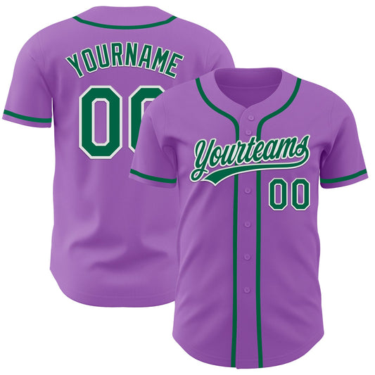 Custom Medium Purple Kelly Green-White Authentic Baseball Jersey - Sky-Custom