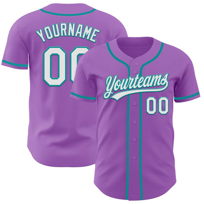Custom Medium Purple White-Teal Authentic Baseball Jersey - Sky-Custom