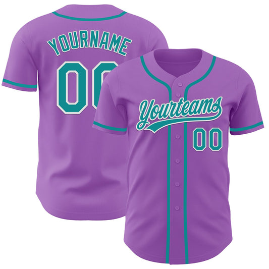 Custom Medium Purple Teal-White Authentic Baseball Jersey - Sky-Custom